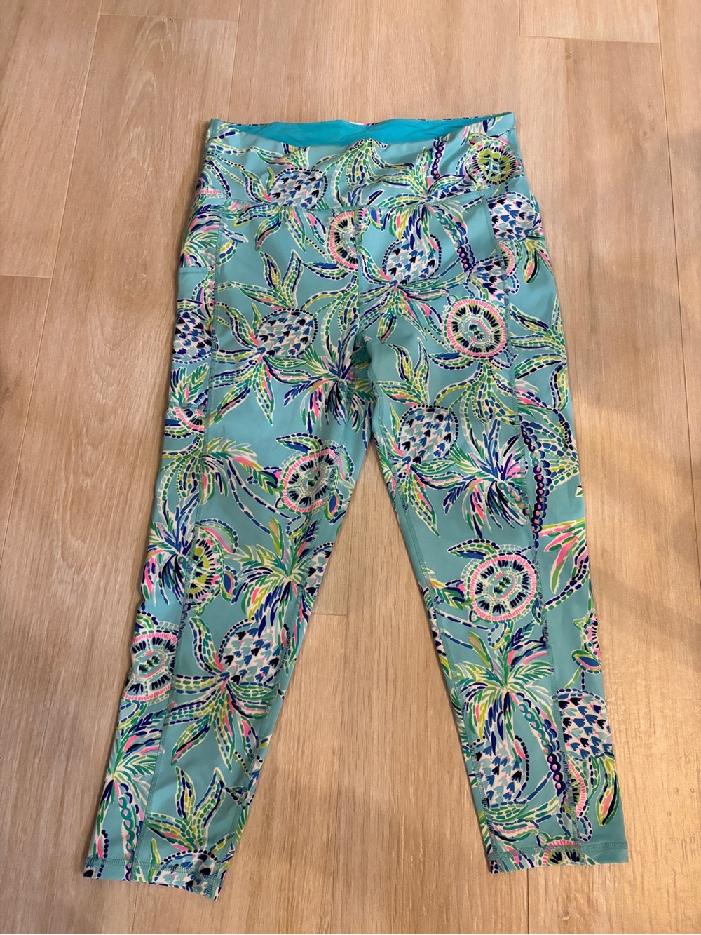 Lilly Pulitzer Aqua Tropical Palm Print Leggings
